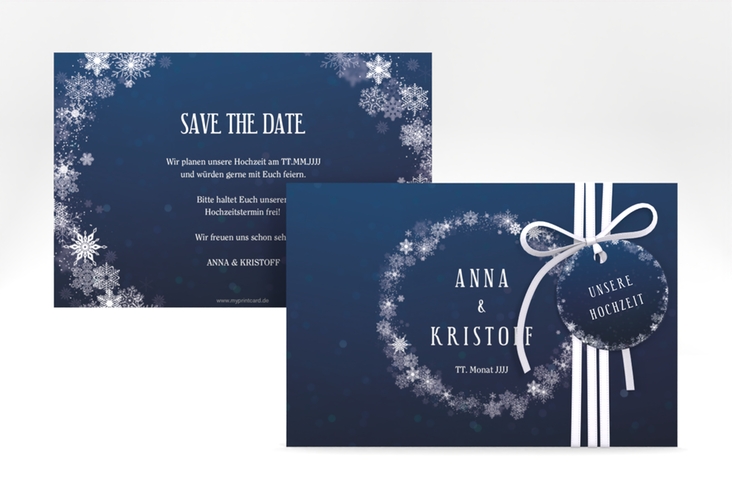 Save the Date-Karte Winterdream A6 Karte quer hochglanz mit Eisblumen