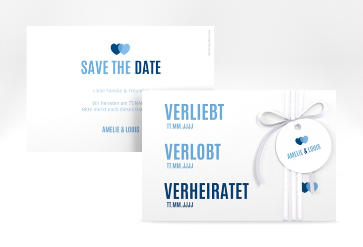 Save the Date-Karte Couple A6 Karte quer blau