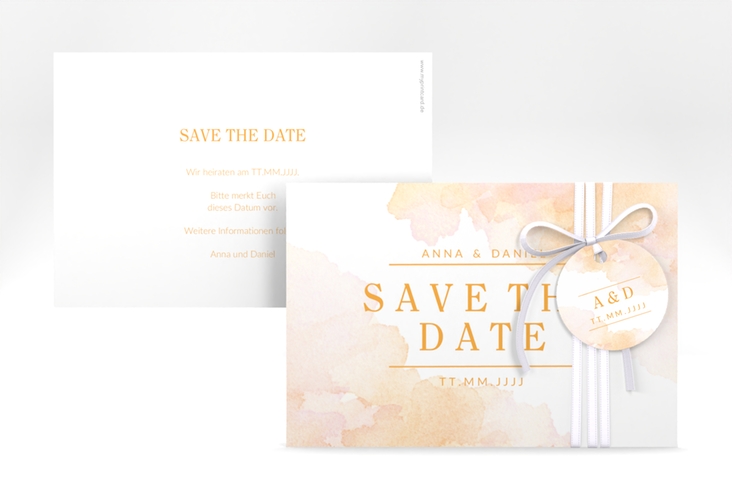 Save the Date-Karte Blush A6 Karte quer orange