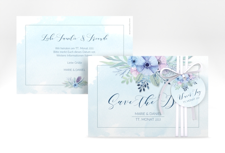 Save the Date-Karte Hochzeit Surfinia A6 Karte quer blau