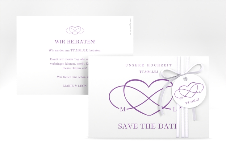 Save the Date-Karte Infinity A6 Karte quer lila hochglanz