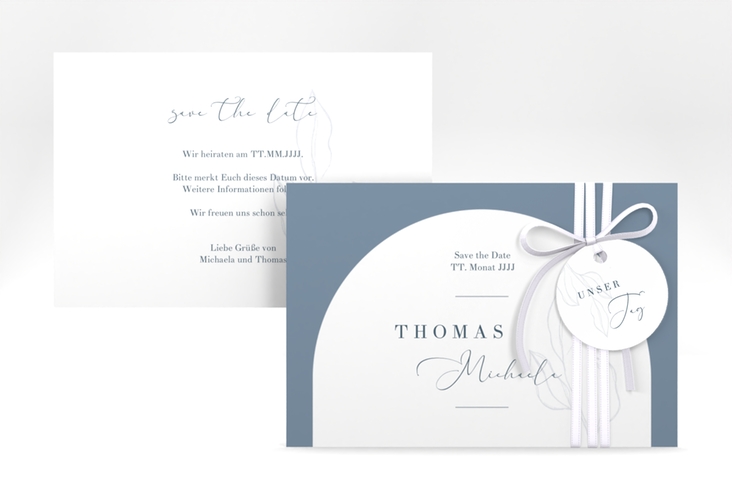 Save the Date-Karte Arched A6 Karte quer blau