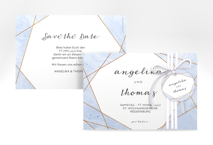 Save the Date-Karte Asymmetry A6 Karte quer blau