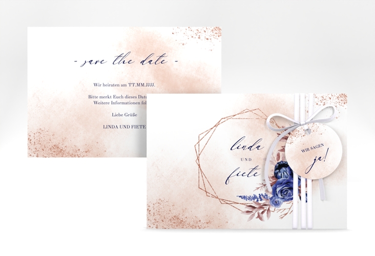 Save the Date-Karte Saphir A6 Karte quer apricot