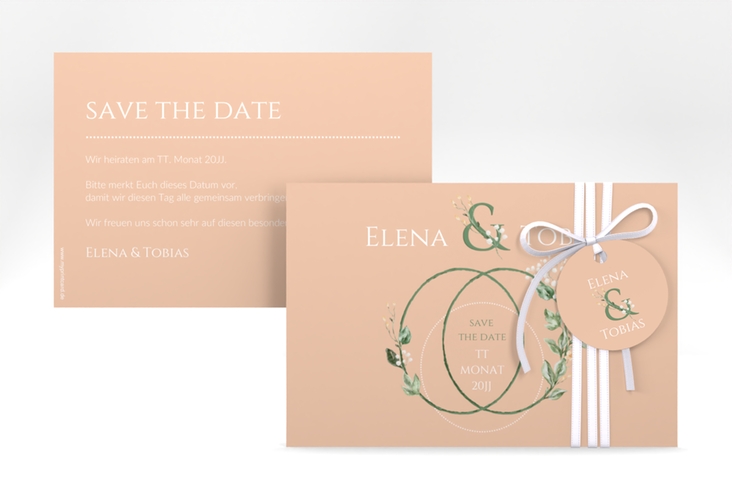 Save the Date-Karte Peach A6 Karte quer apricot