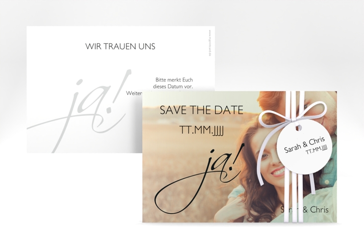 Save the Date-Karte Hochzeit Clarity A6 Karte quer schwarz