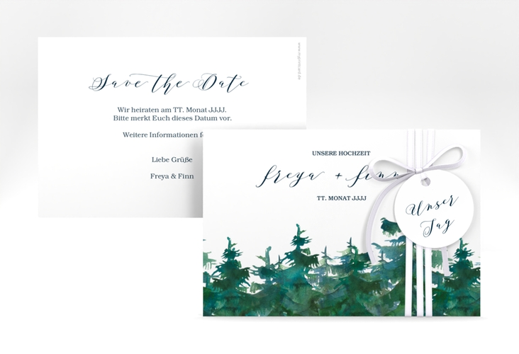 Save the Date-Karte Evergreen A6 Karte quer weiss