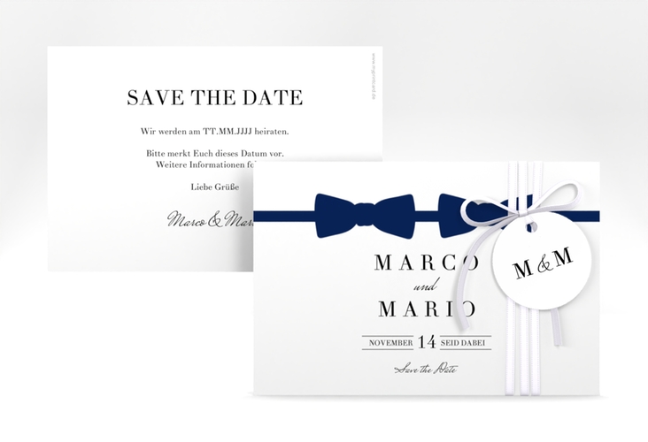 Save the Date-Karte Suits A6 Karte quer blau