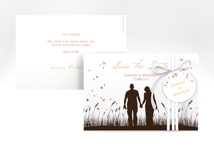 Save the Date-Karte Hochzeit Rouen A6 Karte quer braun