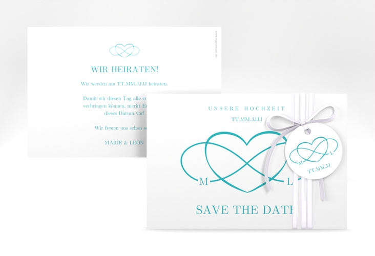 Save the Date-Karte Infinity A6 Karte quer tuerkis