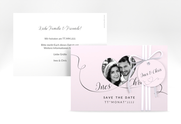 Save the Date-Karte Hochzeit Dolce A6 Karte quer rosa