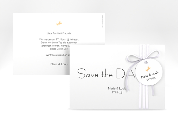 Save the Date-Karte Hochzeit Twohearts A6 Karte quer beige