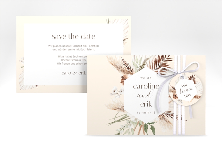 Save the Date-Karte Bohemian A6 Karte quer beige hochglanz