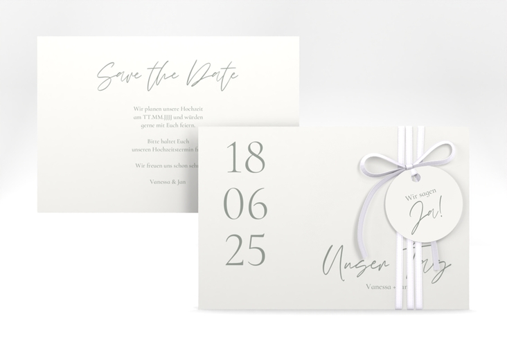 Save the Date-Karte Day A6 Karte quer weiss hochglanz mit Datum im minimalistischen Design