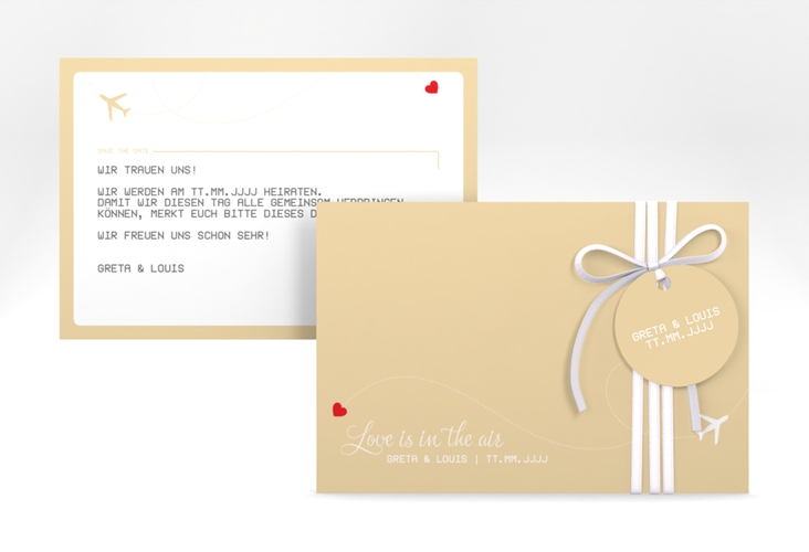 Save the Date-Karte Weddingpass A6 Karte quer beige