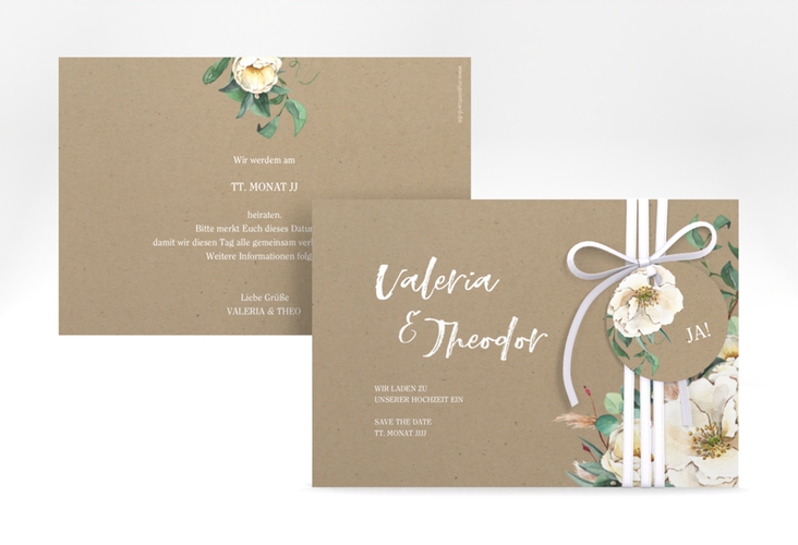 Save the Date-Karte Ivory A6 Karte quer Kraftpapier