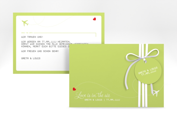 Save the Date-Karte Weddingpass A6 Karte quer gruen