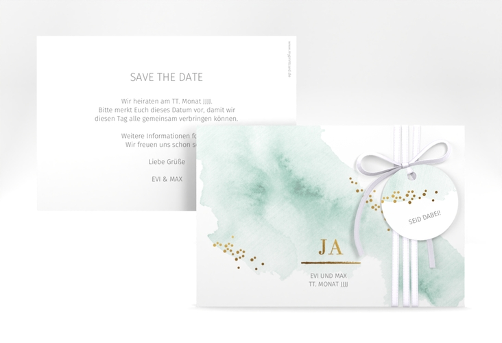 Save the Date-Karte Pastell A6 Karte quer mint hochglanz