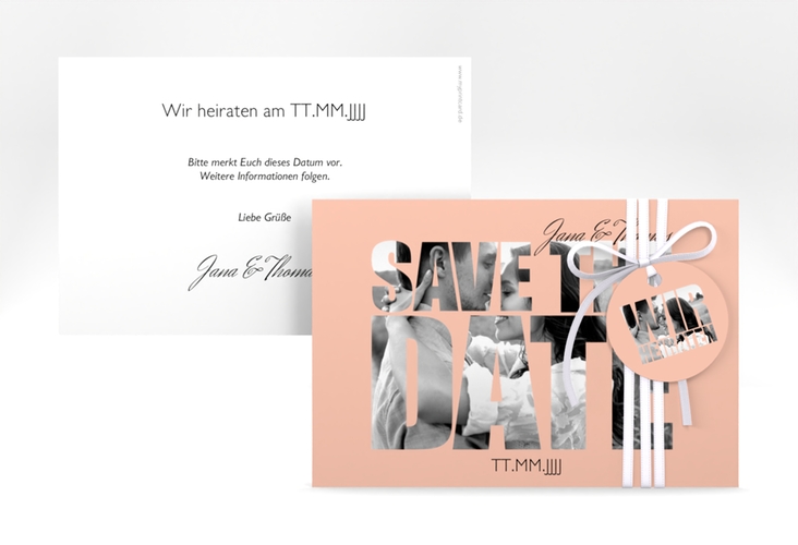 Save the Date-Karte Hochzeit Letters A6 Karte quer apricot