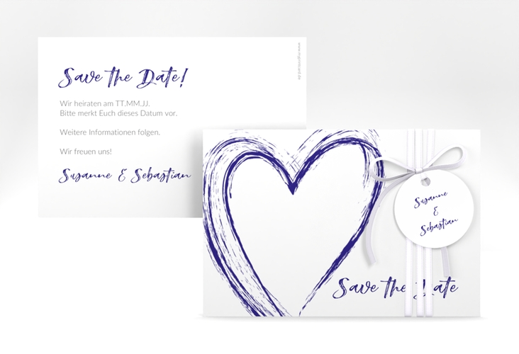 Save the Date-Karte Liebe A6 Karte quer blau