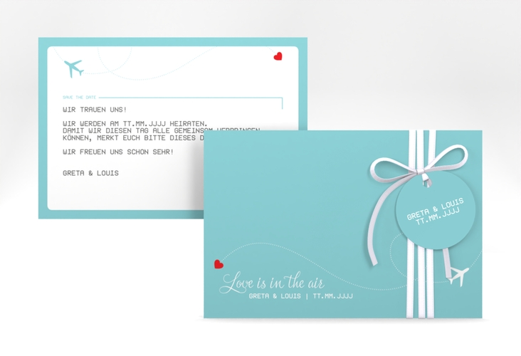 Save the Date-Karte Weddingpass A6 Karte quer blau