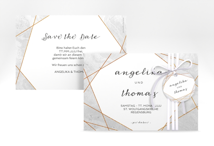 Save the Date-Karte Asymmetry A6 Karte quer grau hochglanz