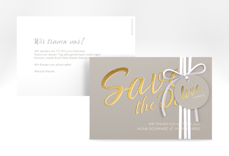 Save the Date-Karte Glam A6 Karte quer grau