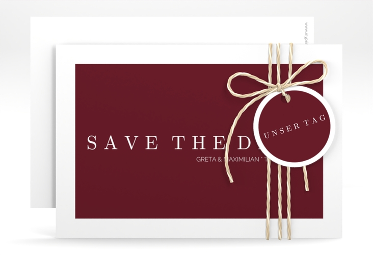 Save the Date-Karte Simply A6 Karte quer rot hochglanz