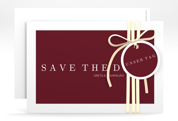 Save the Date-Karte Simply A6 Karte quer rot hochglanz