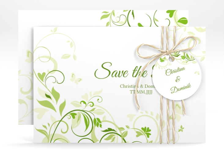 Save the Date-Karte Lilly A6 Karte quer gruen