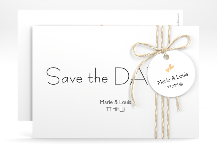 Save the Date-Karte Hochzeit Twohearts A6 Karte quer beige