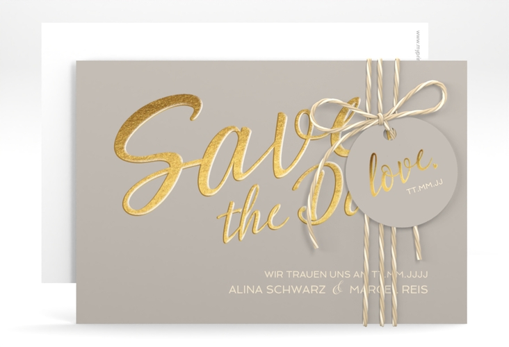 Save the Date-Karte Glam A6 Karte quer grau