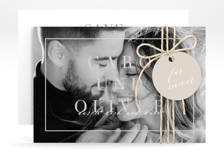 Save the Date-Karte Moment A6 Karte quer beige hochglanz