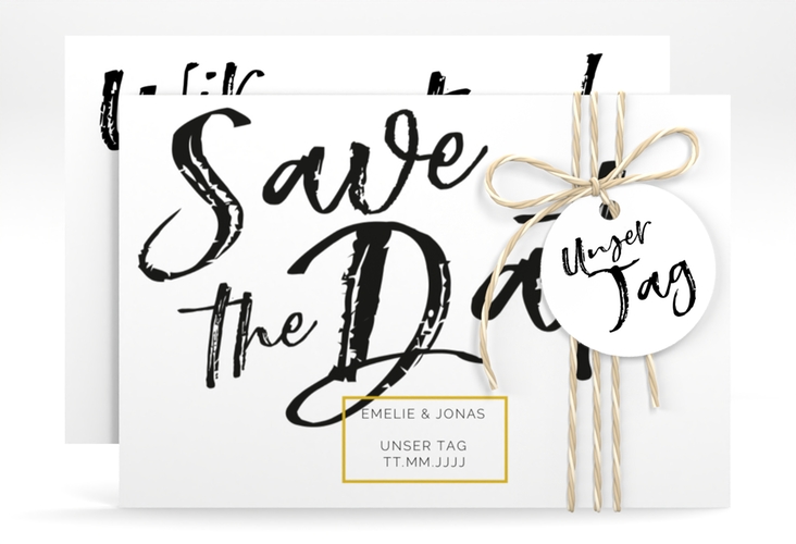 Save the Date-Karte Words A6 Karte quer weiss hochglanz