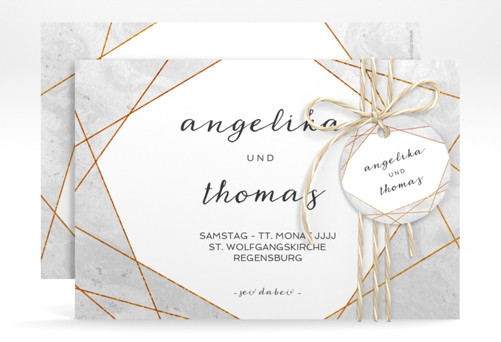 Save the Date-Karte Asymmetry A6 Karte quer grau hochglanz