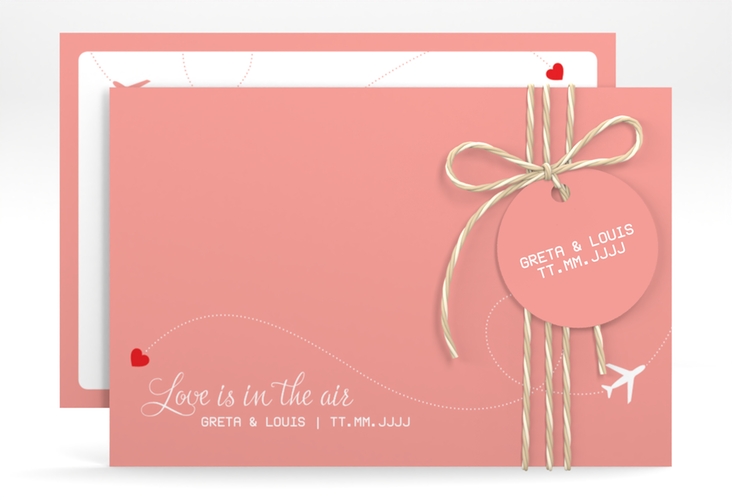 Save the Date-Karte Weddingpass A6 Karte quer rosa hochglanz