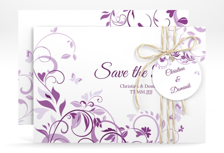 Save the Date-Karte Lilly A6 Karte quer lila