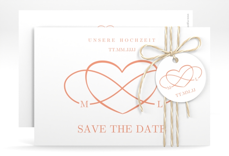 Save the Date-Karte Infinity A6 Karte quer apricot