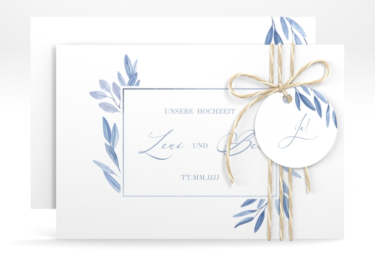 Save the Date-Karte Classicblue A6 Karte quer weiss