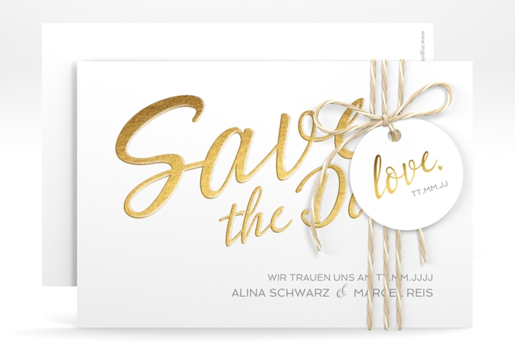 Save the Date-Karte Glam A6 Karte quer weiss