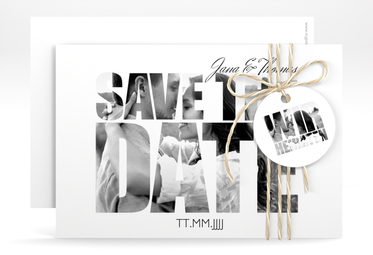 Save the Date-Karte Hochzeit Letters A6 Karte quer weiss