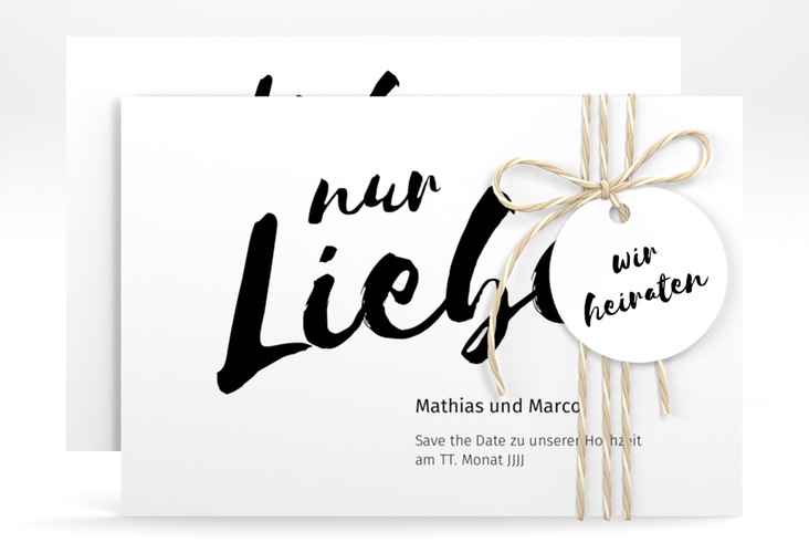 Save the Date-Karte Message A6 Karte quer weiss hochglanz