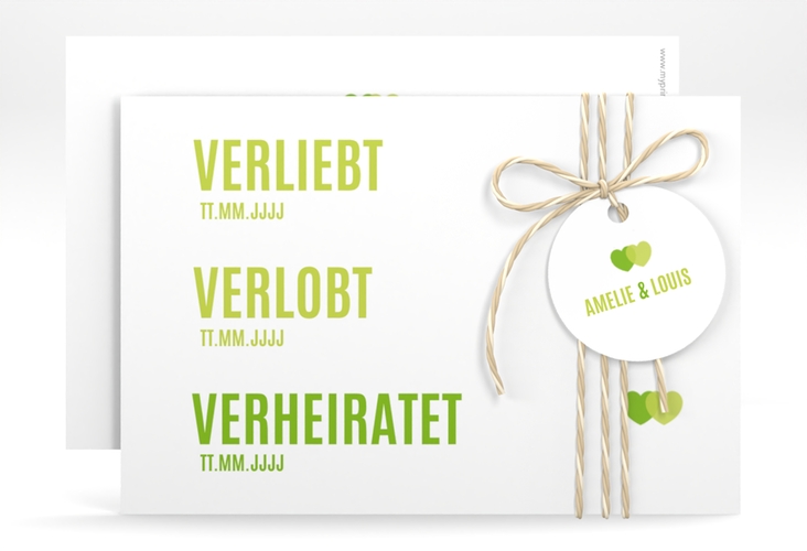 Save the Date-Karte Couple A6 Karte quer gruen hochglanz