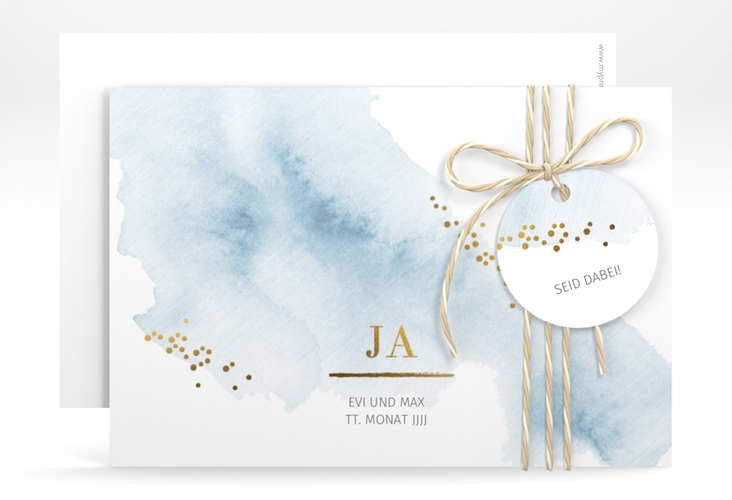 Save the Date-Karte Pastell A6 Karte quer blau