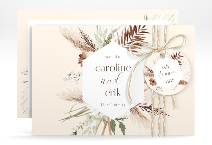 Save the Date-Karte Bohemian A6 Karte quer beige hochglanz