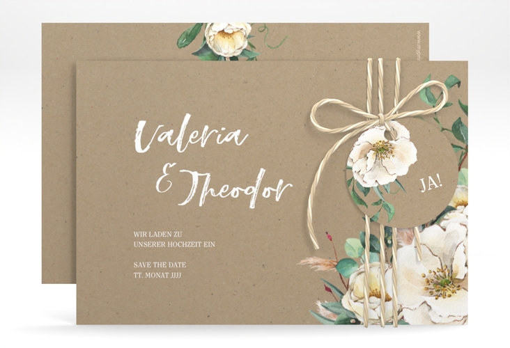 Save the Date-Karte Ivory A6 Karte quer Kraftpapier