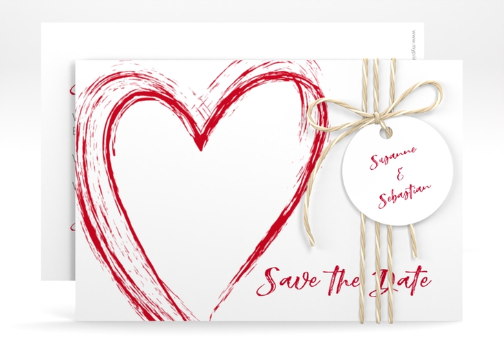 Save the Date-Karte Liebe A6 Karte quer rot hochglanz