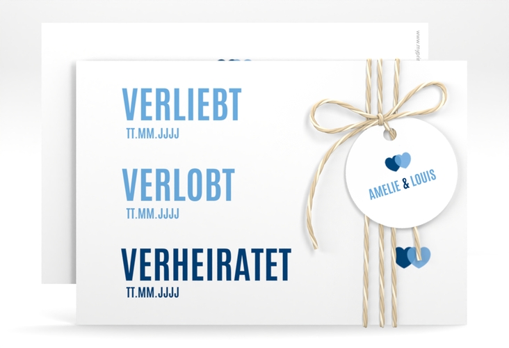 Save the Date-Karte Couple A6 Karte quer blau