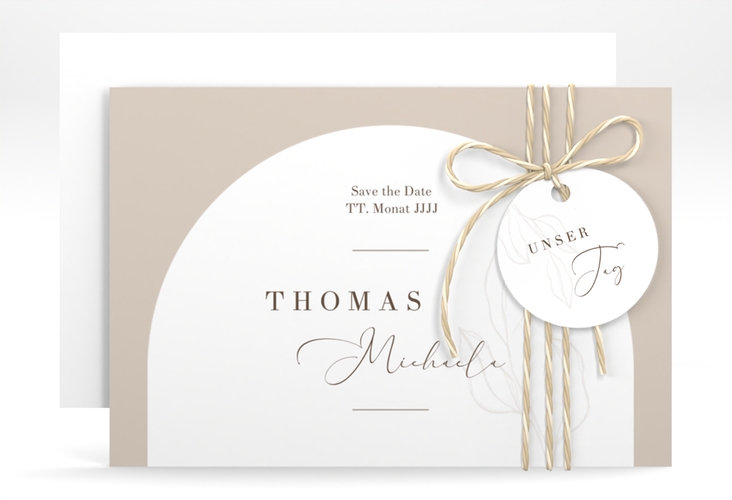 Save the Date-Karte Arched A6 Karte quer beige