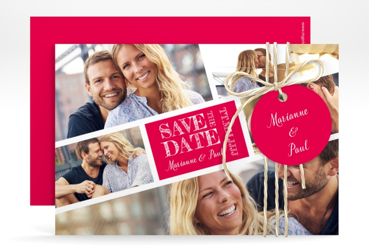 Save the Date-Karte Rise A6 Karte quer pink